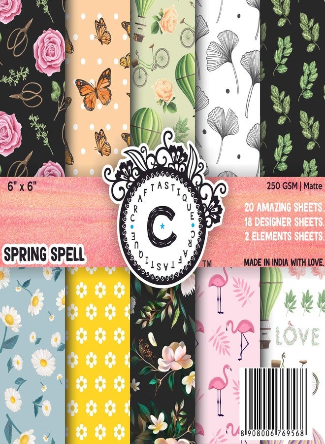 Craftastique Spring Spell Scrapbooking Paper Pack (20 Sheets, 250 GSM, 6x6), Multicolor - Image 1